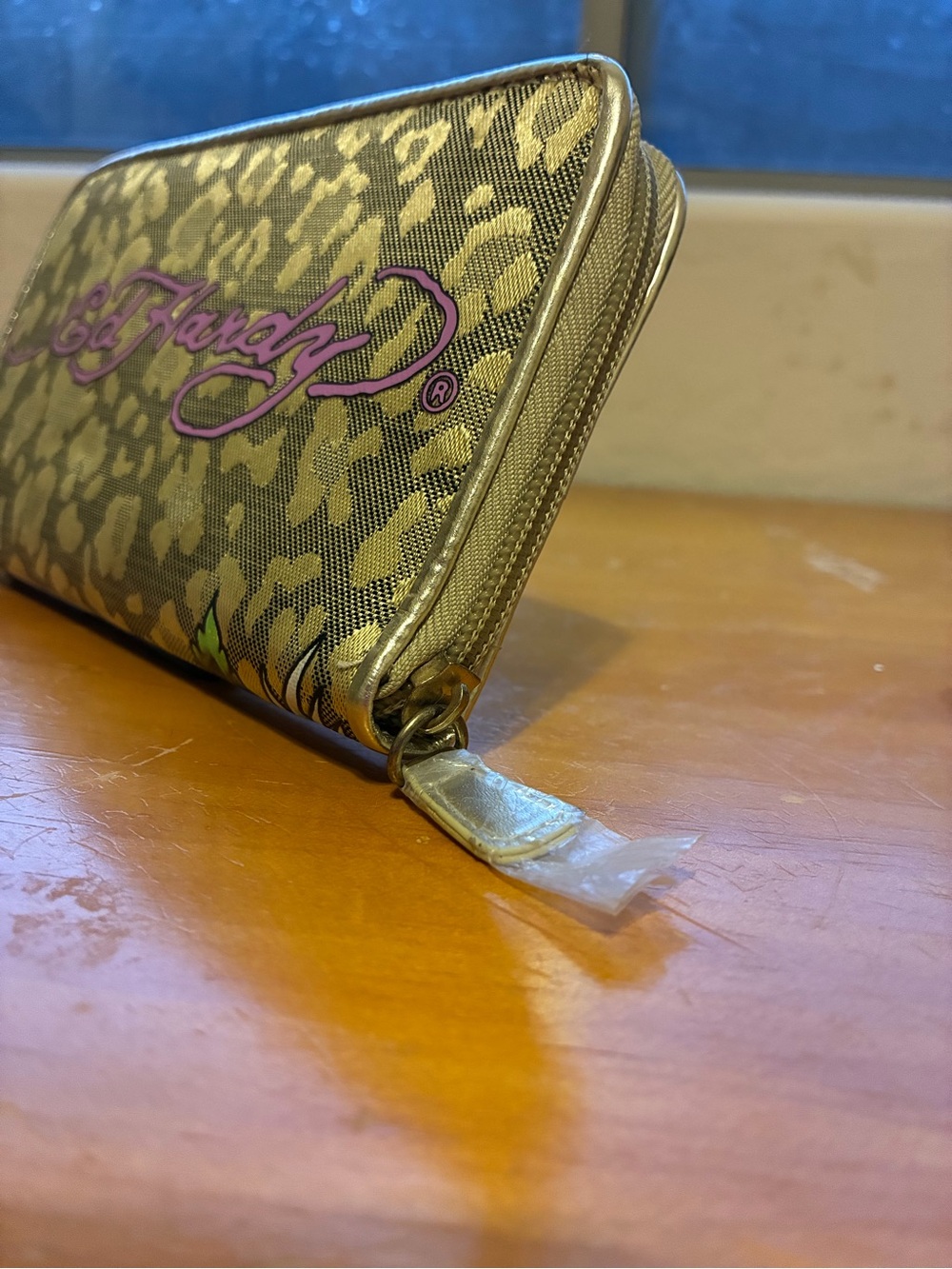 Ed Hardy Floral Tattoo Print Women's Clutch Wallet - Pink, Orange, Green - Picture 6 of 12